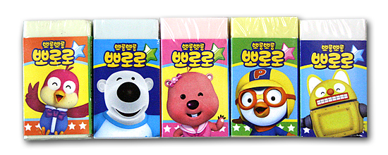 韓国キャラクター「ポロロ」消しゴム5個セット(B)