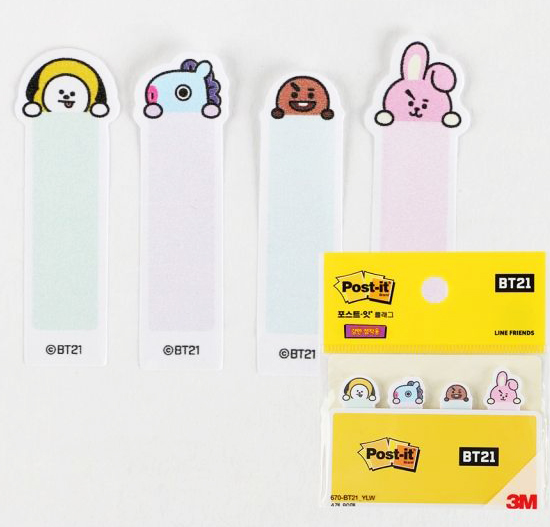 BT21 3M ポストイット(インデックス付箋) 4種セット