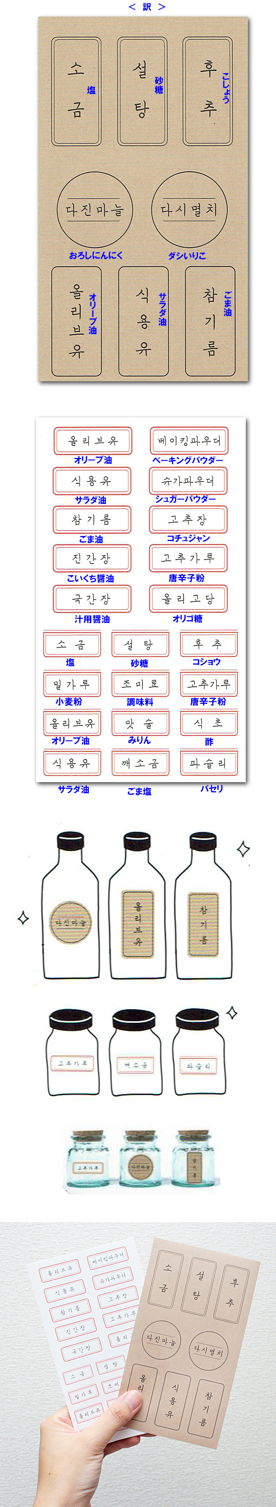 ハングル 厨房 ラベル ステッカー 2枚セット