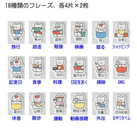 ハングル スケジュール デコ ステッカー 2枚セット