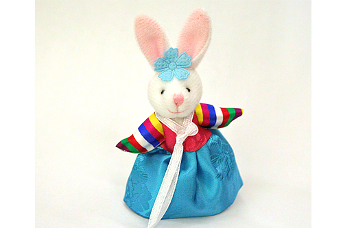 韓服 ぬいぐるみ うさぎストラップ 青 韓国情報広場