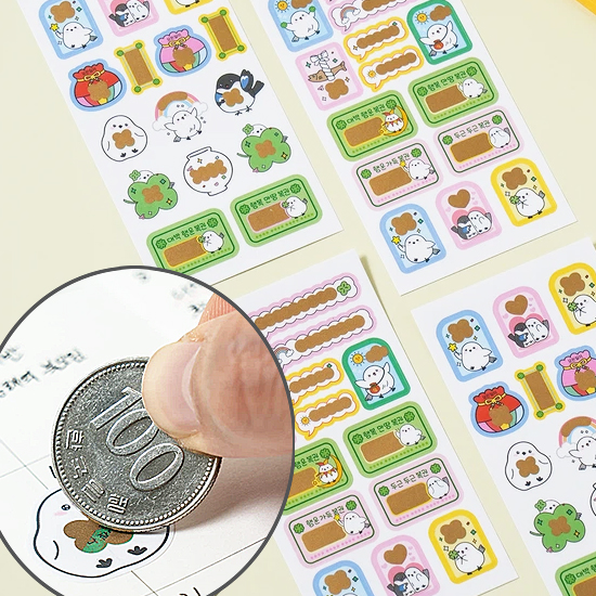 開運 ハングル スクラッチ ステッカー 4枚セット